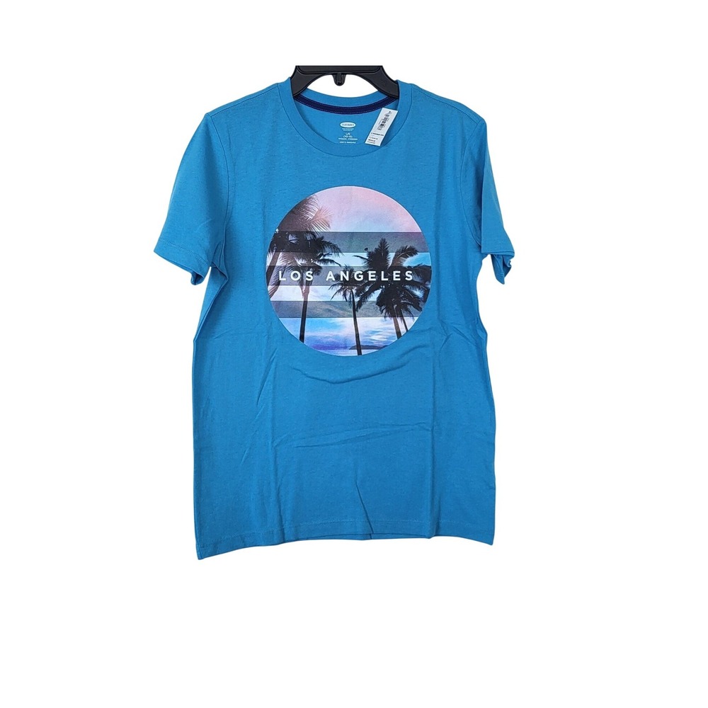 Old Navy Boys Blue Los Angeles Graphic Print Short Sleeve Summer Tee Large New